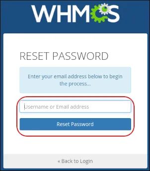 WHMCS - Reset password