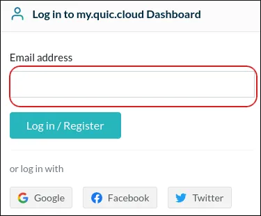QUIC.cloud - Register - Email address