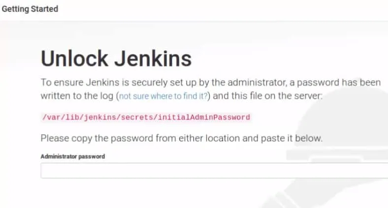 Jenkins Unlock Screen